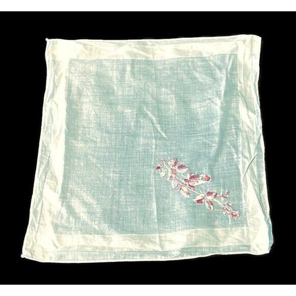 Pink Pearl Rose Bud Handkerchief Petite Point Embroidered Floral Linen Feminine - Picture 6 of 7